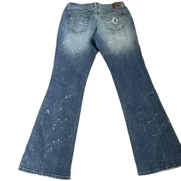 CANDIE’S Vintage Y2K 90’s Floral Embroidery Bell Bottoms Blue jeans Size 7/28 - Picture 3 of 10